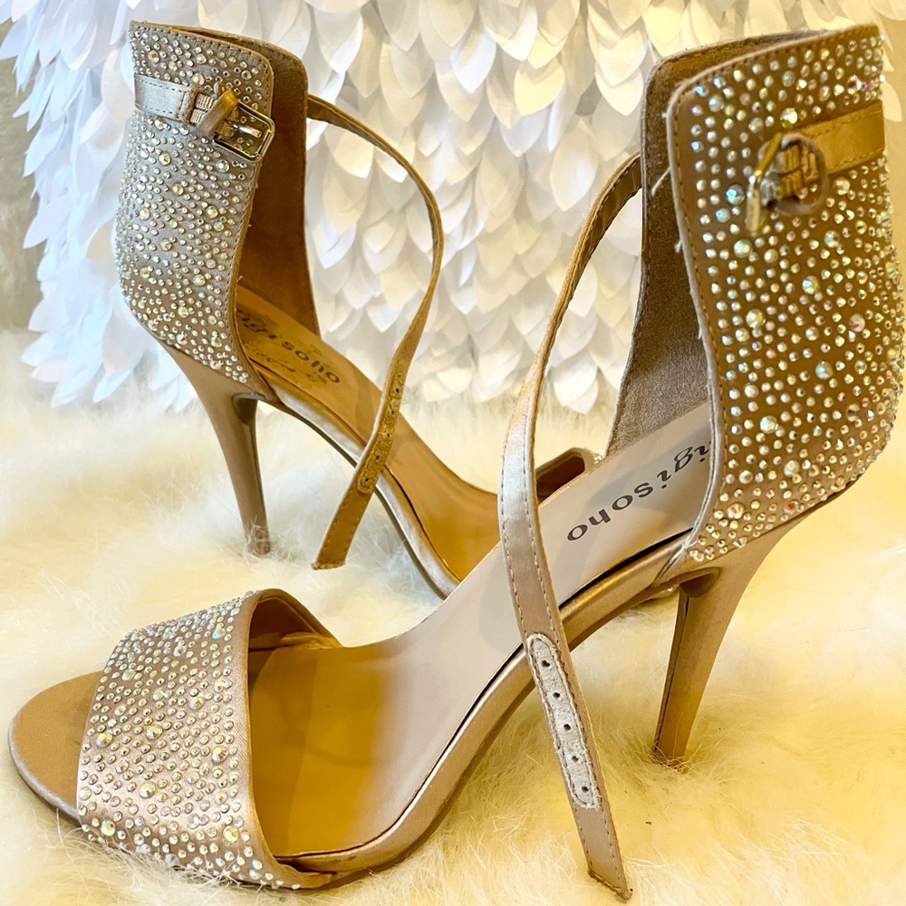 Nude Jeweled Open-toe Heels 8